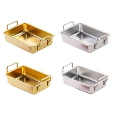 Deep Roasting Pan Rectangle Oven Cake Tin with Handle Stainless Steel Oven Tray