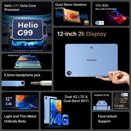 DOOGEE T20 Ultra Tablet 12 Inch, 10800mAh 32GB+256GB Android 13 Gaming Tablet 4G - Picture 6 of 6