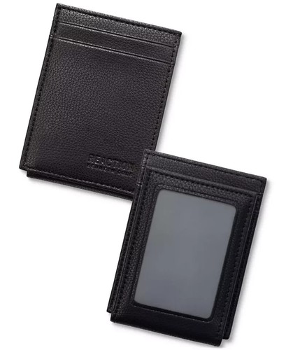 Kenneth Cole Reaction Mens Black Bifold Leather Wallet & Money Clip Set - Picture 2 of 8