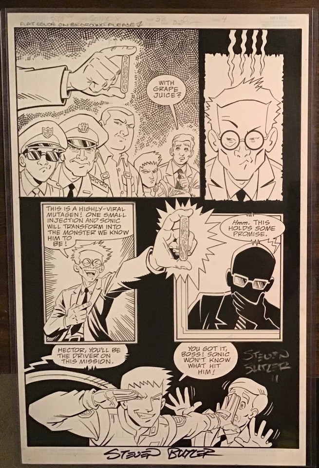 Sonic X Original art page Archie comics the hedgehog Terry Austin inks Comic Art