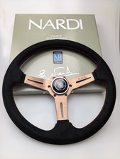 Nardi 350mm 14 Suede Leather Black Spoke Deep Cone Sport Steering Wheel