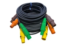 CAMLOCK - 25 FT 4 WIRE SET 190 AMP 480 VOLT M/F SER 16 HUBBELL 2 AWG 600V PPC SC