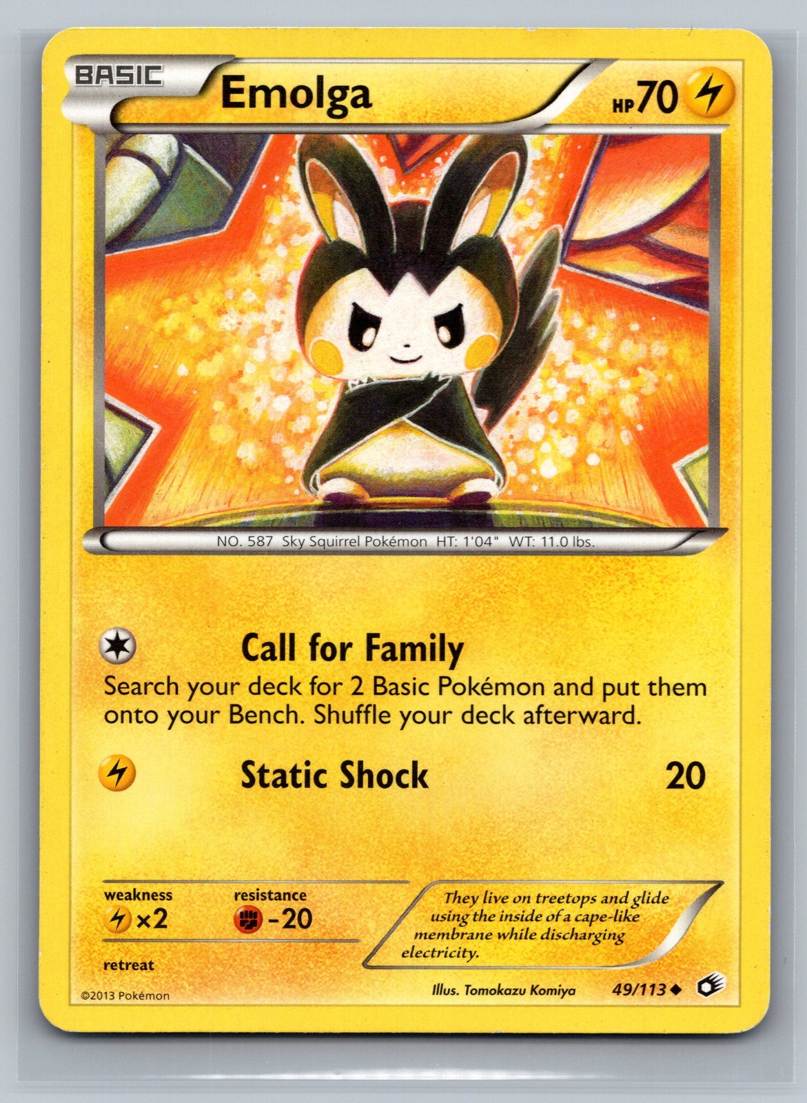 Emolga Legendary Treasures #49/113 Uncommon Pokemon Card