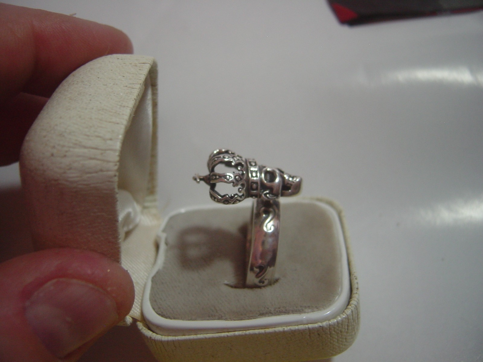 HEAVY SOLID SILVER RING-"DESIGNER-DAISY"-SKULL WI… - image 14