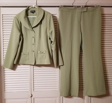 Adolfo 2-Piece Plus Size 20 Jacket Pants Suit Green Poly Spandex w/ Pockets