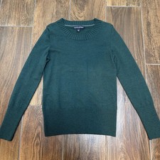 Banana Republic Extra Fine Italian Merino Wool Green Crew Neck Sweater Size S