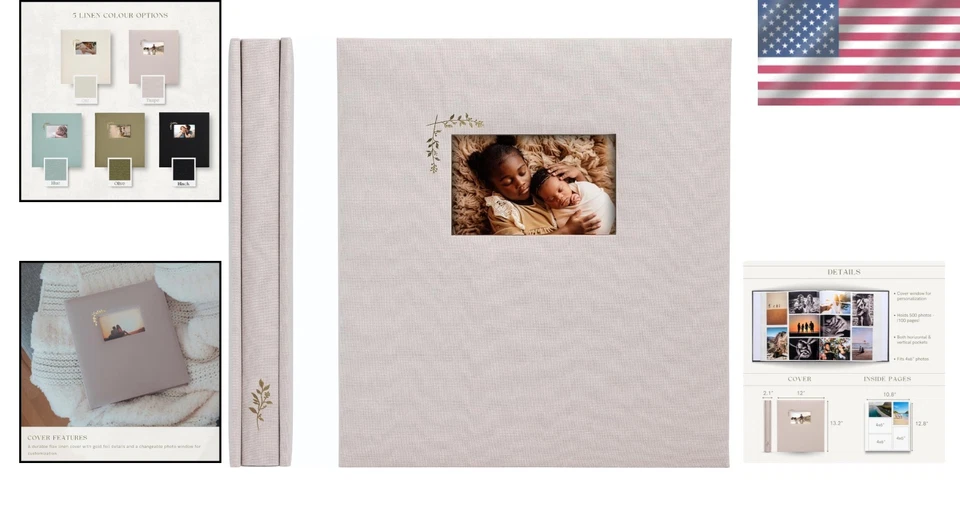 Luxury 500 Pocket Photo Album – Timeless Taupe Scrapbook for Memorable Moments - Image 2 of 4