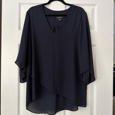 Karen Kane Bracelet Sleeve Asymmetric Silky Versatile Tunic - Large- Navy-NEW!!