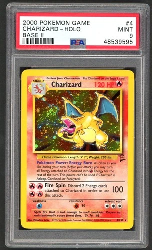 Pokemon Cards - PSA 9 Charizard 4/130 - Base Set 2 Holo - MINT - PSA9