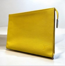 Louis Vuitton Pochette Voyage Pouch MM Epi Leather Yellow Clutch Rare