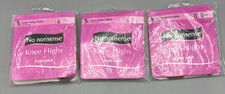LOT OF 3 No Nonsense Nylon Knee Highs Comfort Top Size Q Tan Sheer Toe 6 Pairs