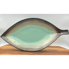 18" Leaf Shaped Platter Thira Teal by Home Tray Replacement Discontinued 2007