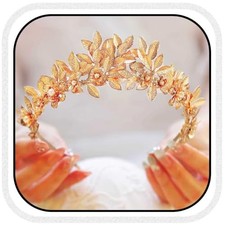 Leaf Fairy Laurel Crown Bridal Headpiece for Women Gold