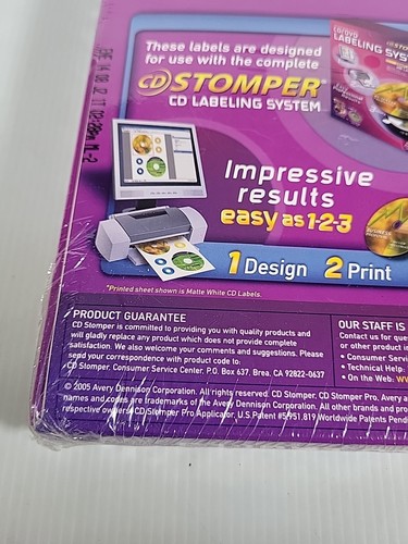 NUEVO Sellado CD Stomper 300 Blanco Mate Etiquetas CD + Centro y Estuche Etiquetas Columna - Imagen 8 de 10