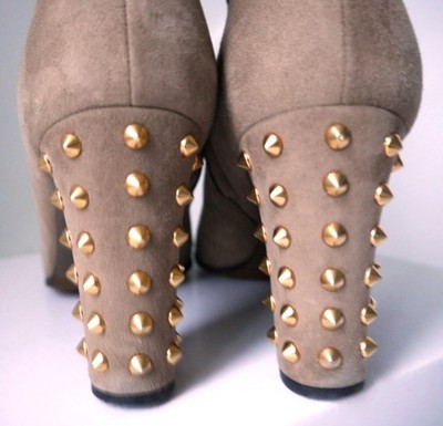 GUCCI ROCKSTUD Stiefeletten m Nieten fast w NEU 38 Ankle Boots Beige Velourleder