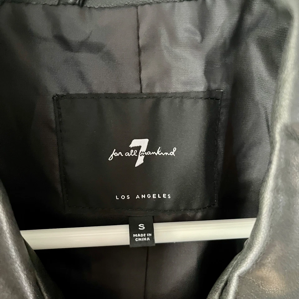 Jaqueta de Moto de Couro Preta 7 for all Mankind | Pequena | Nova Sem etiquetas - Imagem 4 de 4