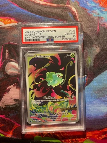 2025 Pokemon MEG EN Bulbasaur #133 Enhanced Bstr Box Topper (Stamped) PSA 10