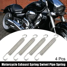 4 Pcs Motorcycle Exhaust Pipe Spring 80mm 3.15" Stainless Steel Silver Tone