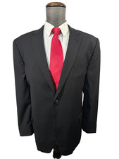 BEN SHERMAN Mens Black EXTRA-SLIM FIT Wool Suit Sport Coat Blazer Jacket 46R