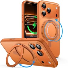 JETech 360 Degree Rotatable Ring Case for iPhone 17 Pro Max 6.9-Inch Orange 