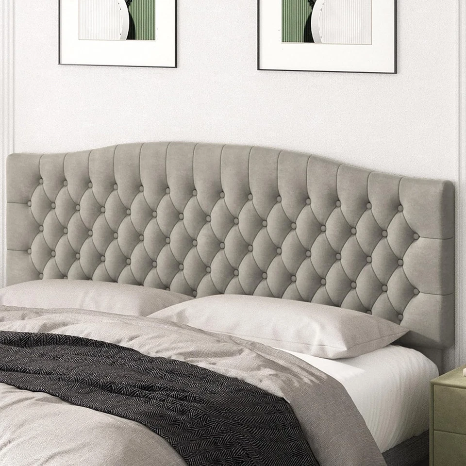Plush Upholstered King/California King Headboard – Wall Mounted, Taupe Color - Image 3 of 4