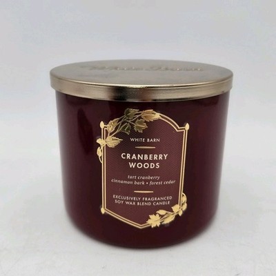Bath & Body Works CRANBERRY WOODS White Barn 3 Wick 14.5 OZ Candle Thanksgiving 