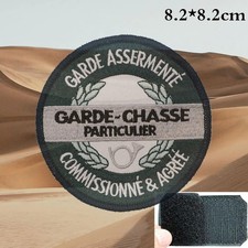 Écusson Brodé GARDE-CHASSE PARTICULIER Assermenté France Rond 8.2cm.