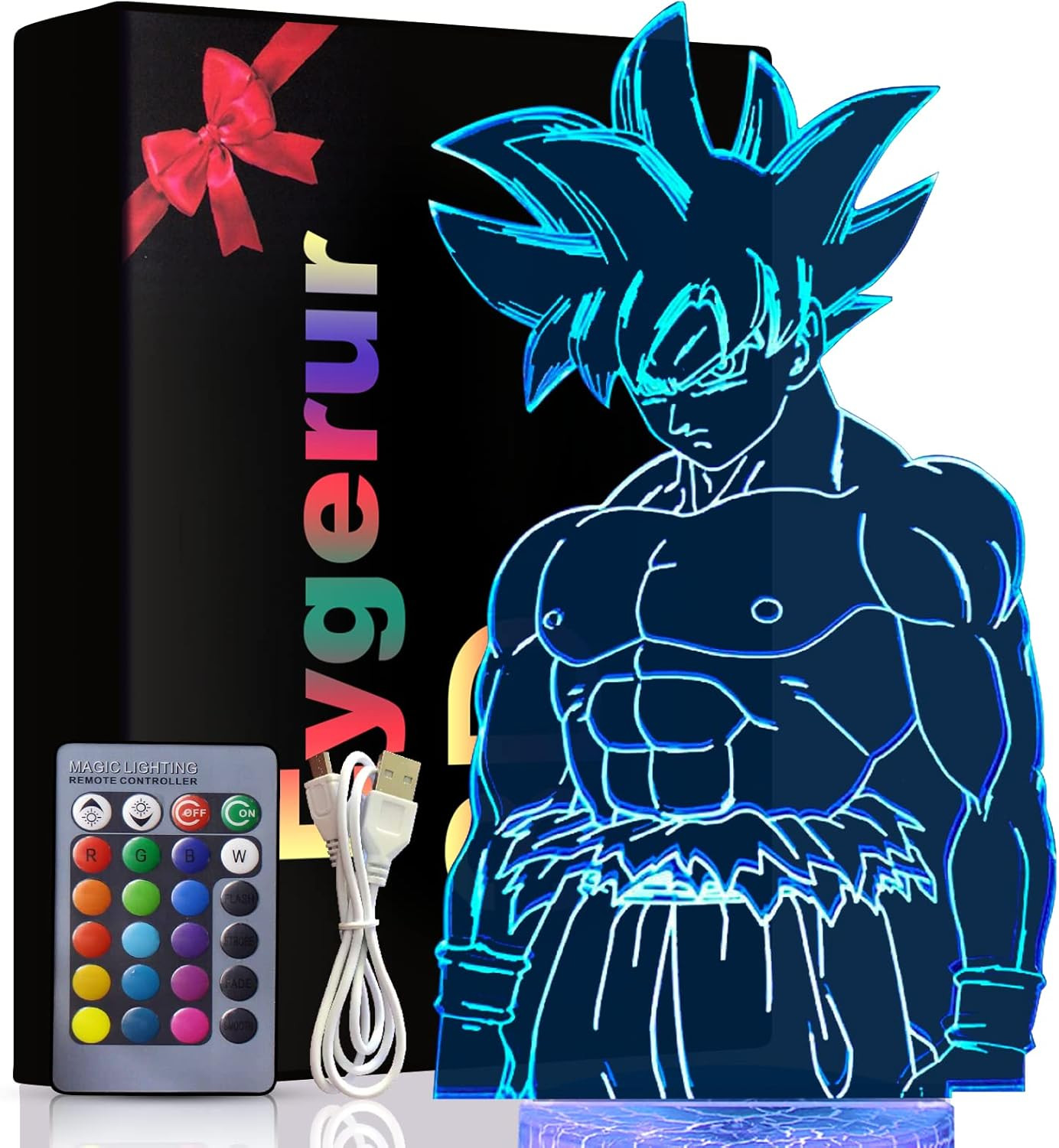 Regalo Compleanno Bambino: Lampada 3D Goku 16 Colori con Telecomando