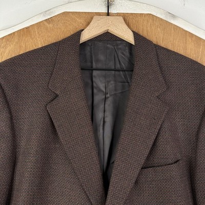 VTG Hart Schaffner Marx Blazer Mens 44R Orange Tweed Sport Coat 3 Button hopsack