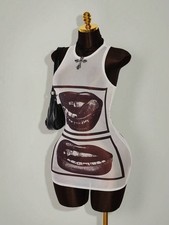 Sexy Sheer Bodycon Mini Dress Backless Rave Festival Outfit Tank Night Out