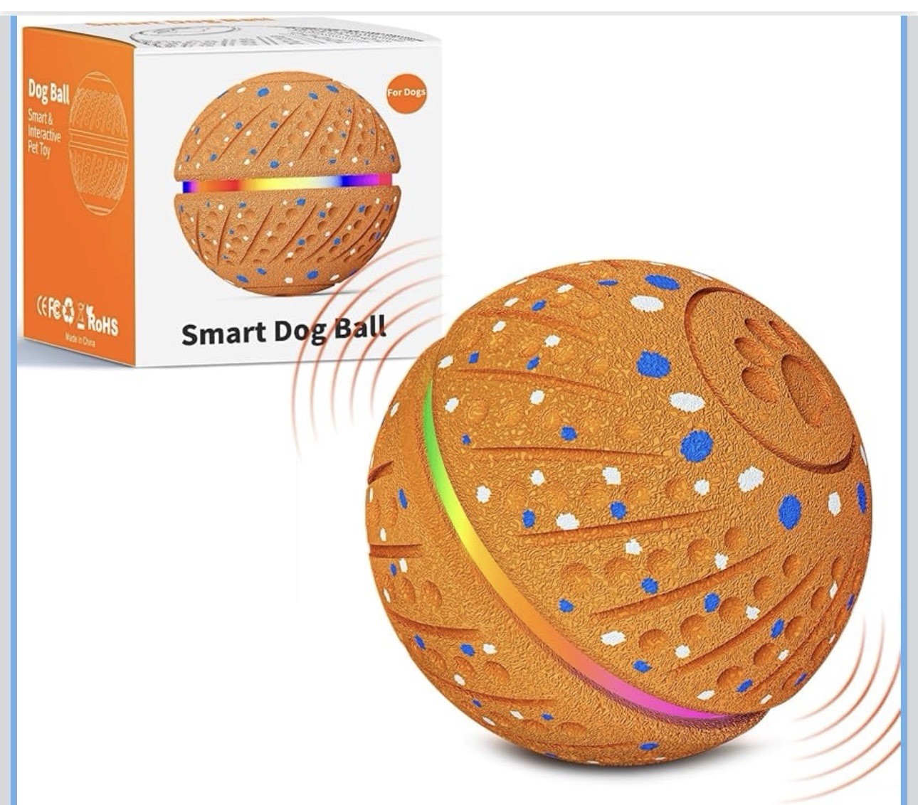 Auto Bouncing Dog Ball, Interactive Toy, E-TPU, S/M, Durable, Quiet
