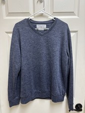 Mizzen + Main, Size Large Trim Fit, Sweater Heather Blue, V Neck, Made In USA