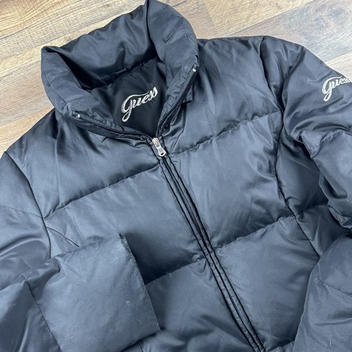 GUESS Womens Size Medium Puffer Jacket Down Filled Black Quilted Down Filled