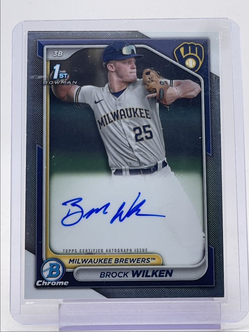 BROCK WILKEN 2024 BOWMAN CHROME 1ST AUTOGRAPH BASE BREWERS AUTO Q5939