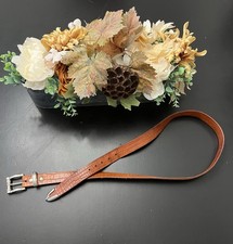 Vintage Tan Leather Alligator Pattern Silver Tone Buckled Belt Sz XL 40-42