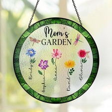 Mom's Garden Stained Glass Suncatcher, Mothers Day Gifts For Mom, Home Decor