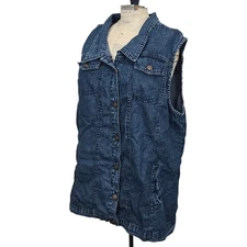 The Skyline Collection Denim Vest Women's XL Star Buttons Jean Waistcoat Pocket