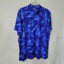 Birdie Bound Shirt Mens 3XL Blue Print Golf Polo Short Sleeve Polyester Spandex