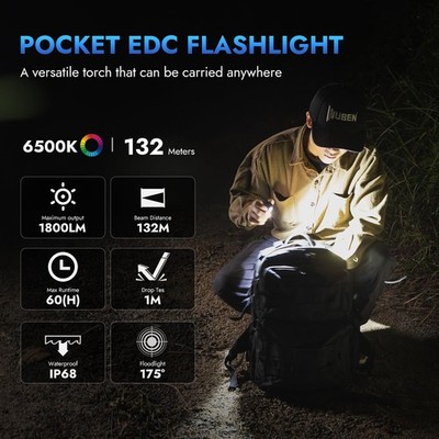 WUBEN E7 1800 Lumen Rechargeable Mini Flashlights with Magnet