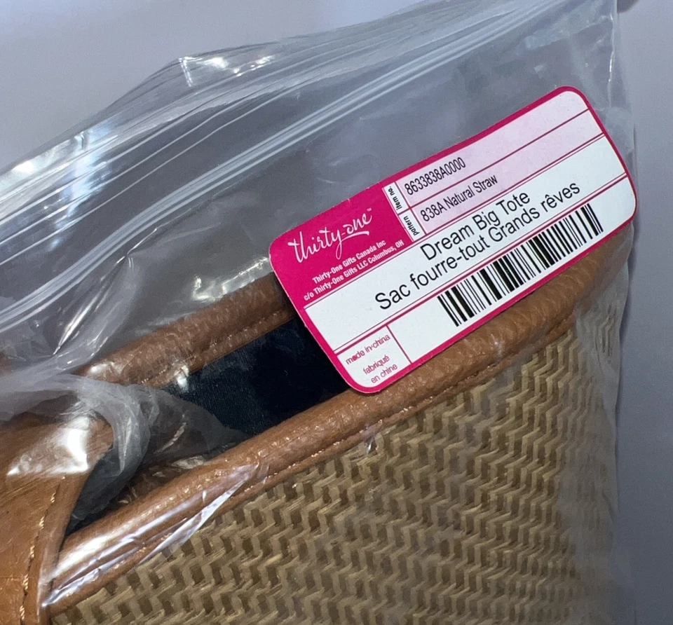 Thirty One - Dream Big Tote - Natural Straw Blue Flutter Butterfly Beach Bag NWT - Image 4 of 4