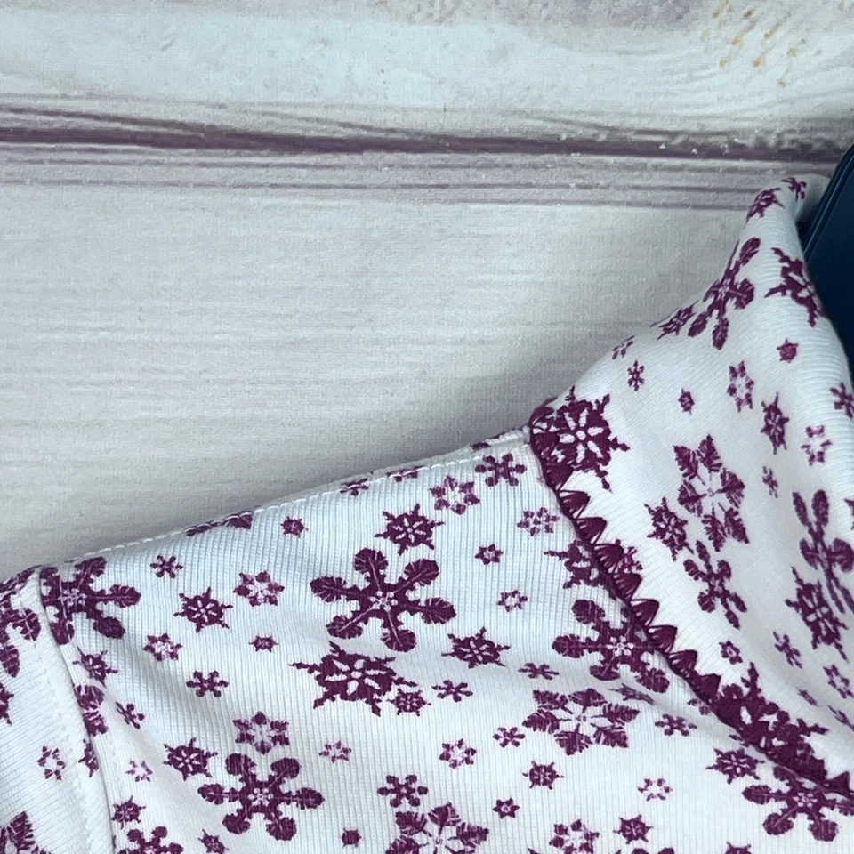 LL Bean верхний девочек L красный белый водолазка футболка снежинка графический длинным рукавом - Изображение 3 из 4