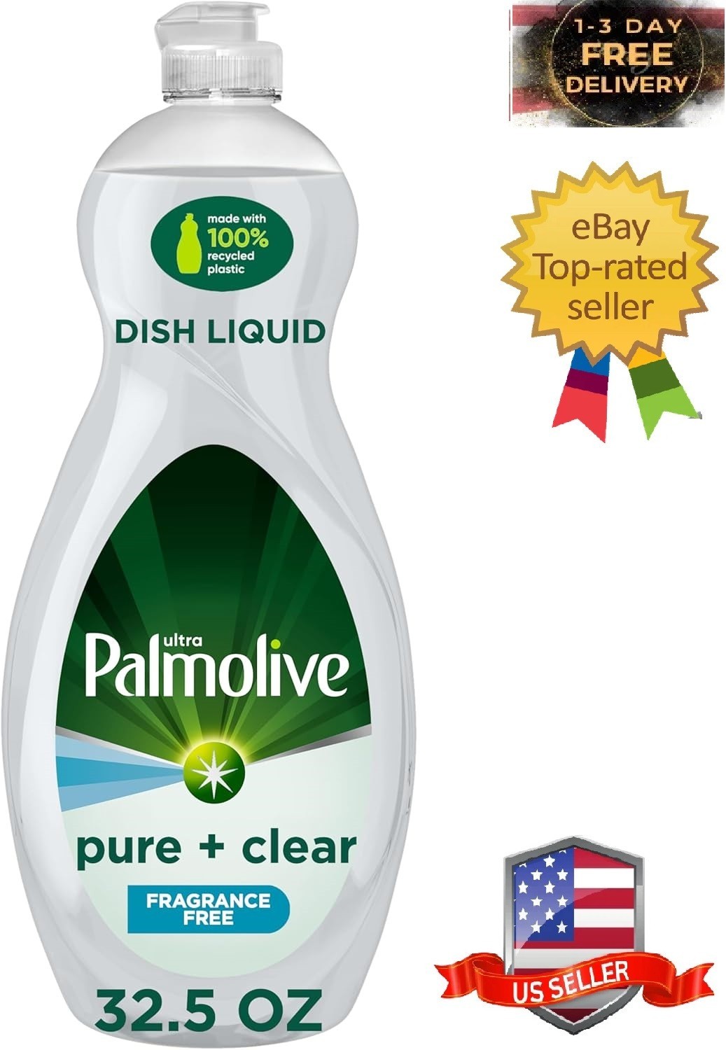 Dishwashing Liquid Dish Soap Pure Clear Fragrance Free 32.5