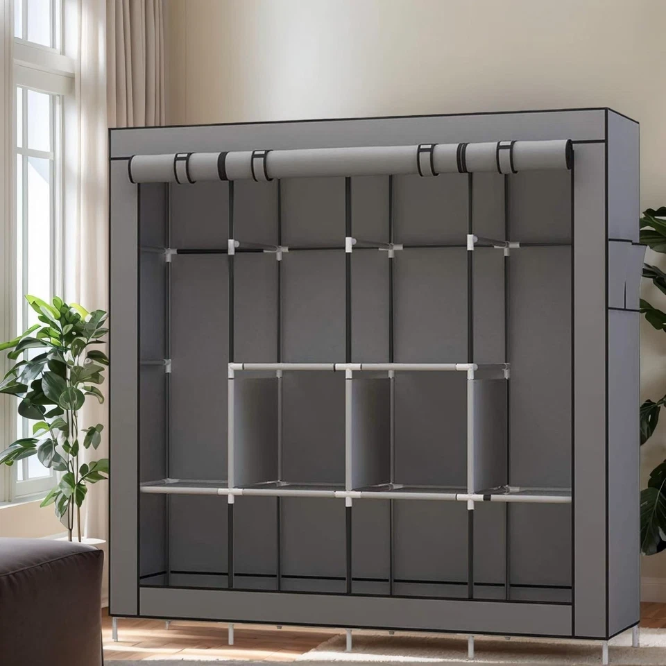 Portable Closet Large Wardrobe Closet Clothes Organizer Storage Shelves 66x67x18 - Image 2 of 4