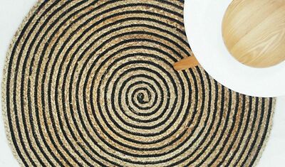 Rug Indian Handmade Jute Cotton  braided rug Absorbent Floor Rug Home Decor Rug