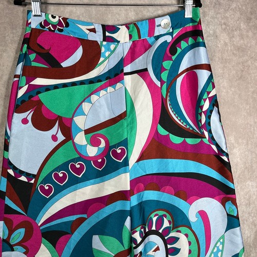 Zara Pants Womens Large Multicolor Abstract Paisley Print Cropped Wide Leg NEW - Picture 2 of 12