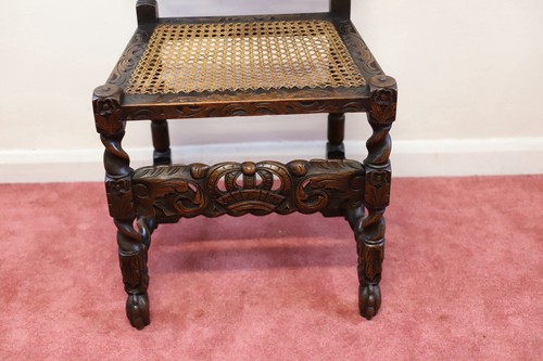 Lovely Set Of Four Victorian Carolean Style Oak Dining Chairs - Picture 17 of 20