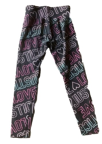 Justice Girls Youth Size 14 Black Stretch Leggings Athletic Love Comfort GUC - Picture 2 of 8
