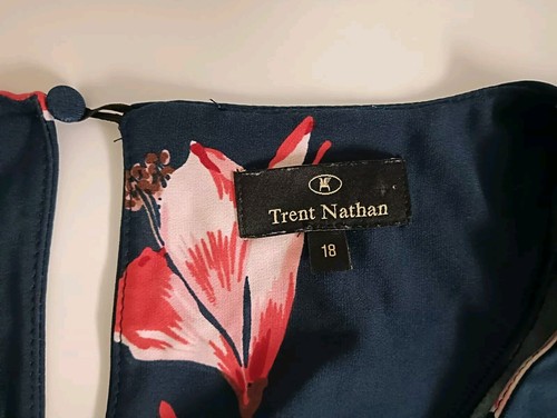 Trent Nathan Size 18 Blue Floral Blouse Top Shirt VGC - Picture 5 of 8