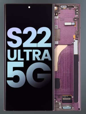 Original Samsung Galaxy S22 Ultra 5G OLED Display Burgundy  Frame (Service Pack)