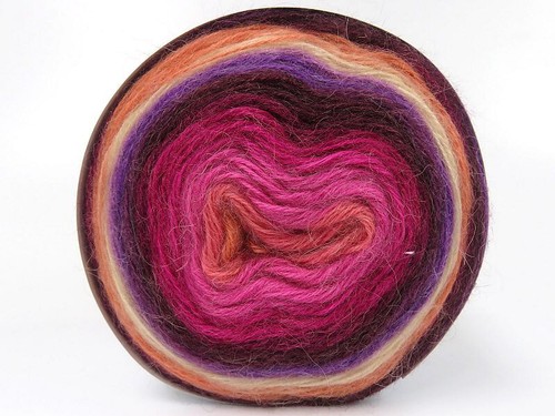 2-Skein Lot Cakes Mohair Yarn Fine 2x150g/810m Pink Purple Orange Cream - Picture 2 of 4